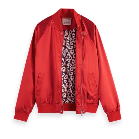 NWT Scotch& Soda satin bomber jacket sz M”The Free Spirit”embroidered graphic - Picture 1 of 6